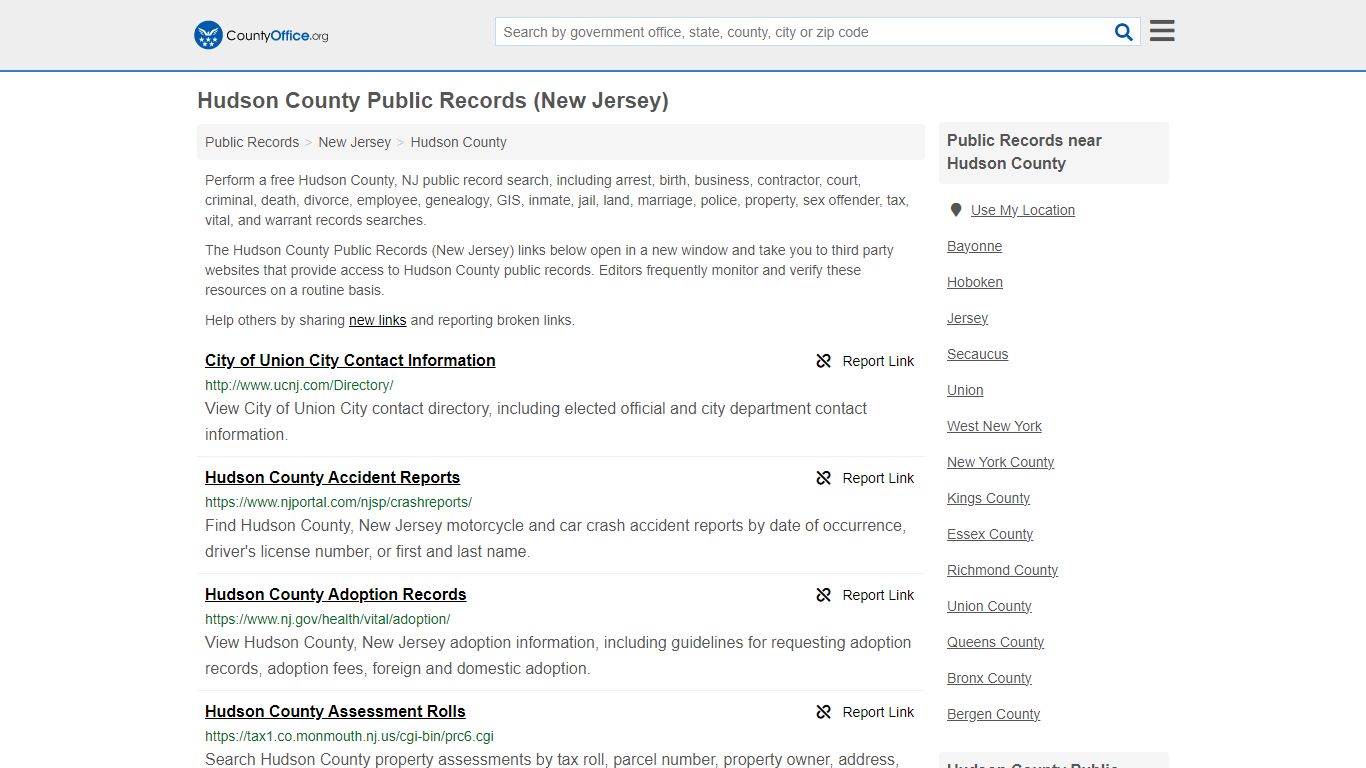 Hudson County Public Records (New Jersey) - County Office